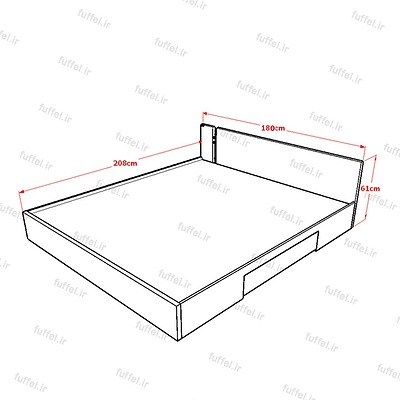 تخت خواب فوفل مدل HB 101-A-163-D